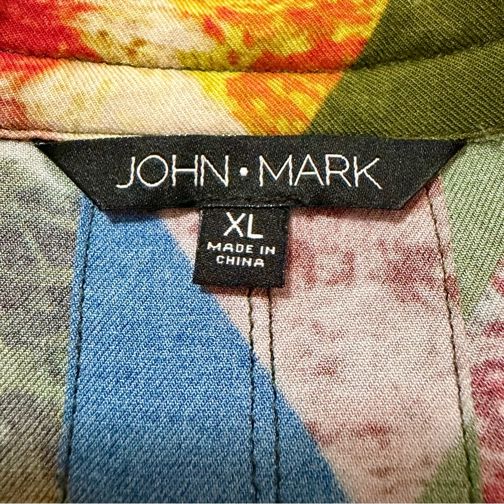 John Mark Bold Mod Market Multicolor Tunic Blouse Size XL Artsy Festive Boho - Picture 12 of 16